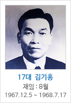 17대 김 기 홍 / 재임 : 8월
	1967.  12.  05	~1968.  07.  17